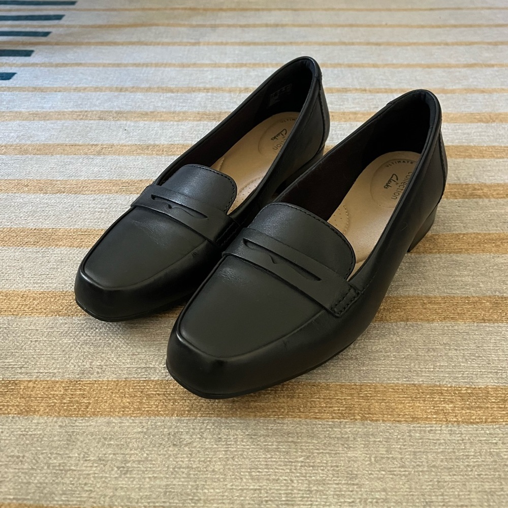 Clarks black loafers